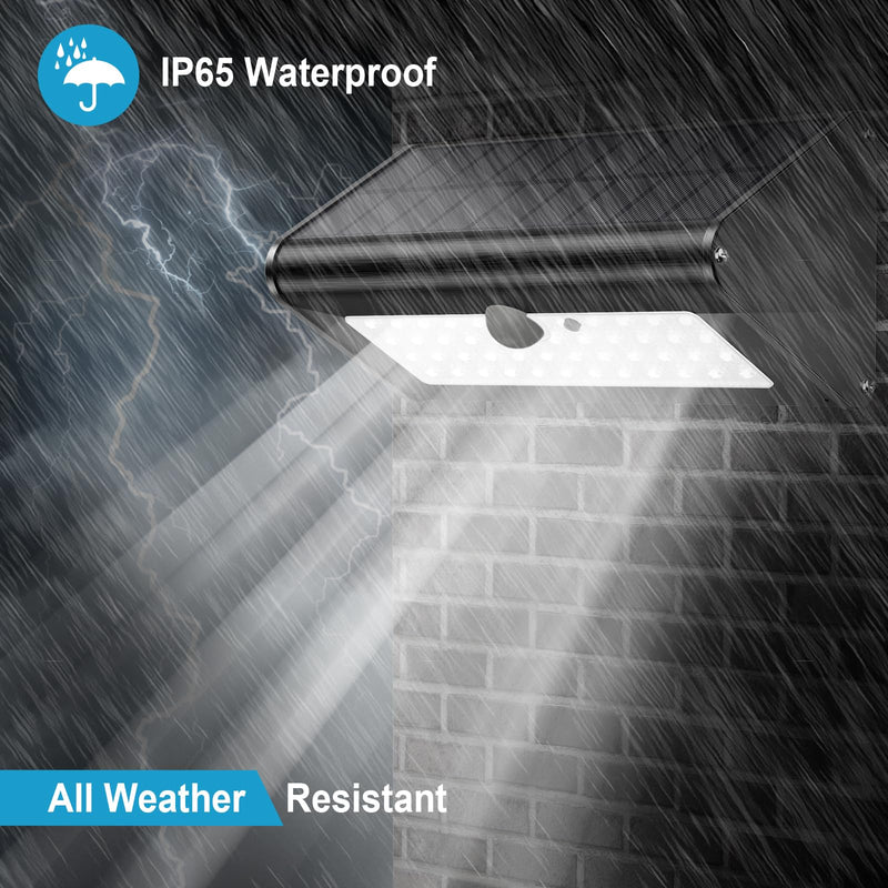 SECUROAD 1100 Lumens Solar Motion Sensor Lights Outdoor, IP65 Waterproof, 4500mAh Battery, Black Aluminum Metal Security Flood Wall Lights, 1 Pack, Daylight Black Aluminum Daylight