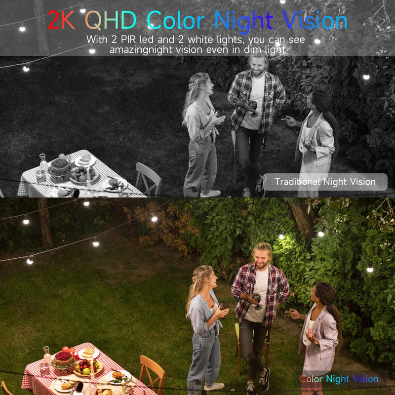 Rraycom 2.5K Solar Security Cameras Wireless Outdoor, Tuya Smart Camera,2-Way Talk, Color Night Vision, PIR Motion Detection,Spotlight/Siren, Alexa, Waterproof,No Monthly Fee C366-1pc