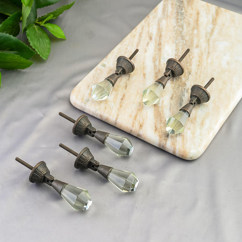Perilla Home Set of 6 Knobs Glass Iris Knob Modern Decorative Glass Knobs for Home Decor, Kitchen, Cabinet, Hardware, Cupboard, Door, Dresser, Wardrobe and Drawer Pulls Clear