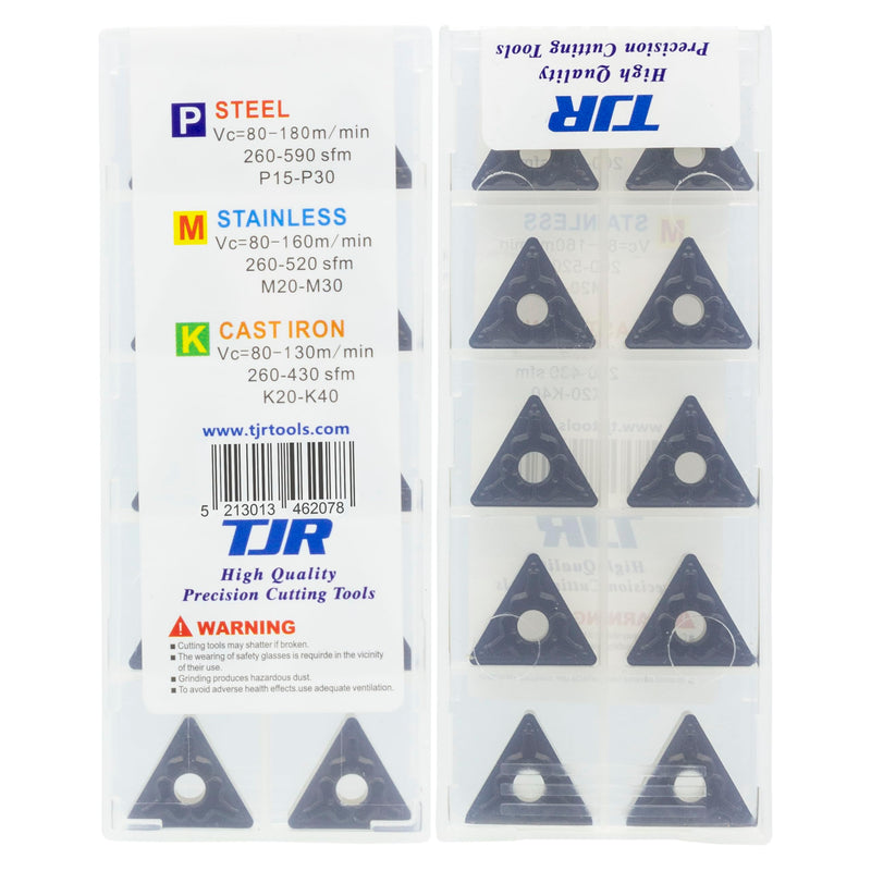 TJR® 10-Pack TNMG331 / TNMG160408-TM LF9218 Indexable Carbide Lathe Inserts for CNC & Standard Lathes – Premium Machining for Stainless Steel, Steel, Cast Iron & More