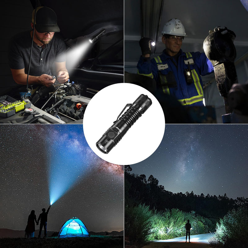 Wurkkos FC11C Led Flashlight Rechargeable High Lumen 1200, Small Powerful Flashlight USB C, Super Bright EDC Flashlight IP68 Waterproof, 155Meters Beam Distance, 90 High CRI (5000K) FC11C Black 5000K