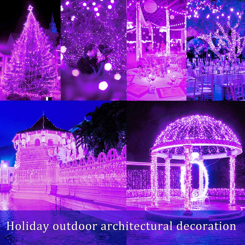 2 Pack Total 200 LED Solar Powered Copper Wire String Lights Outdoor, Waterproof, 8 Modes Fairy Lights for Valentines Day Decor, Garden, Patio, Party, Christmas, House (Pink) Pink 2 Pack