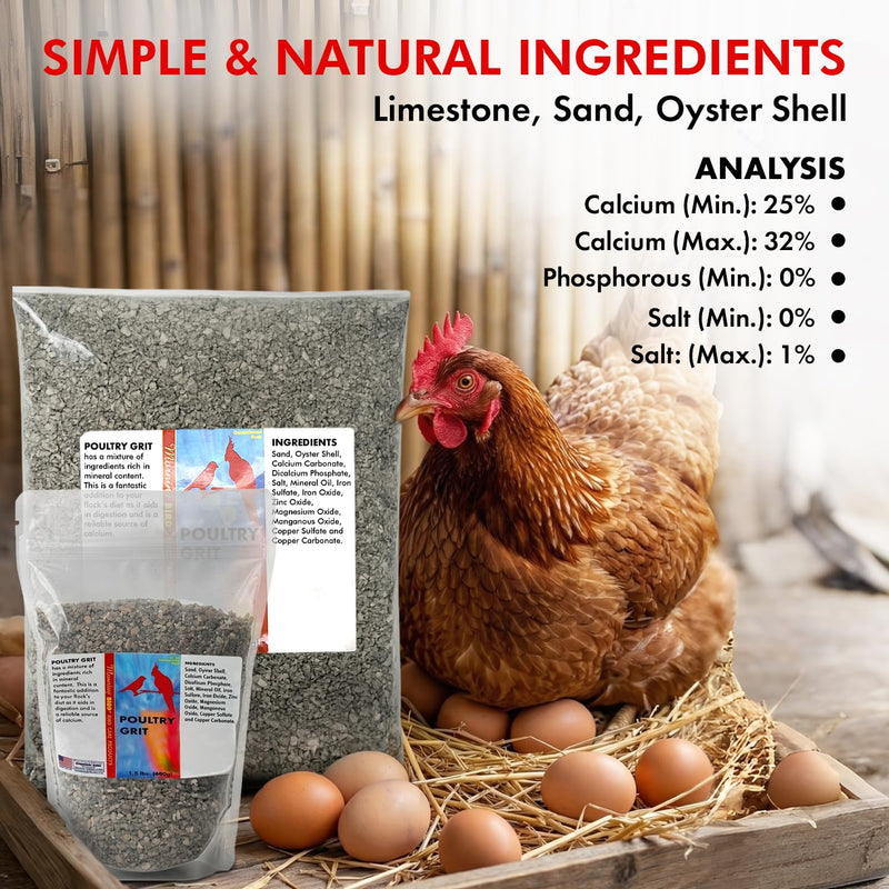 Morning Bird Poultry Grit for Chicken 1.5 lb, Mineral-Rich Chicken Grit Formula for Digestion & Calcium Support 1.5 Pound (Pack of 1)