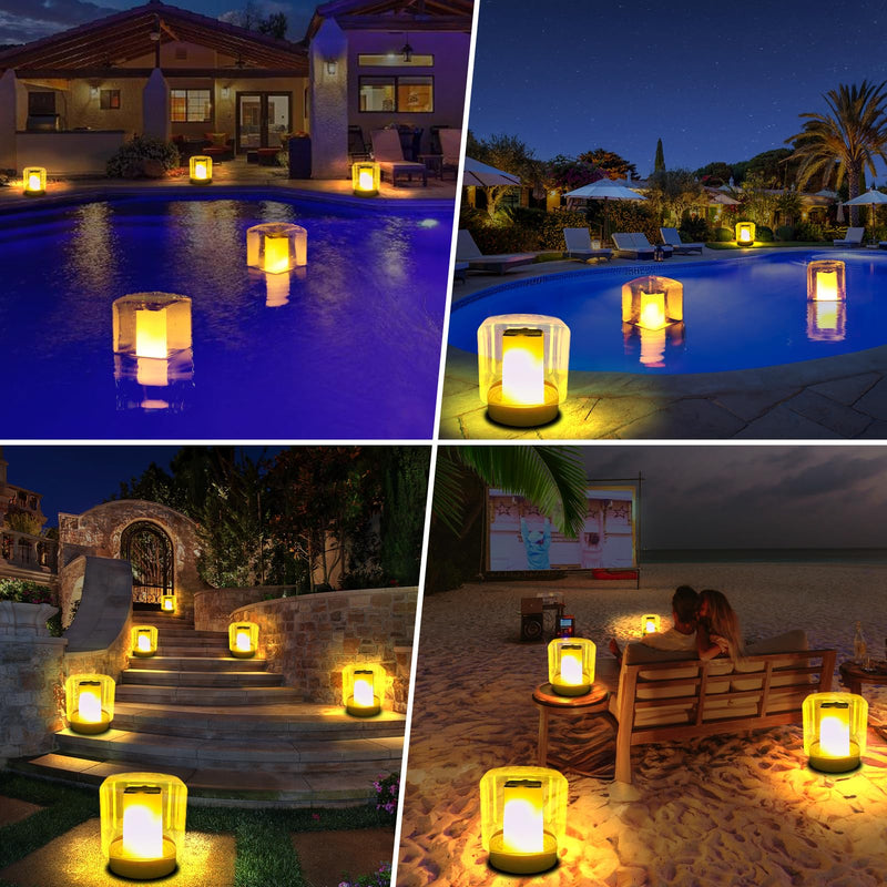 Floating Pool Lights, Solar Flame Pool Lights Waterproof, Square Pool Light, Glow in The Dark Light Up Swimming Pools Accessories,Floating Solar Light for Pools Pond Outdoor-2PCS 2