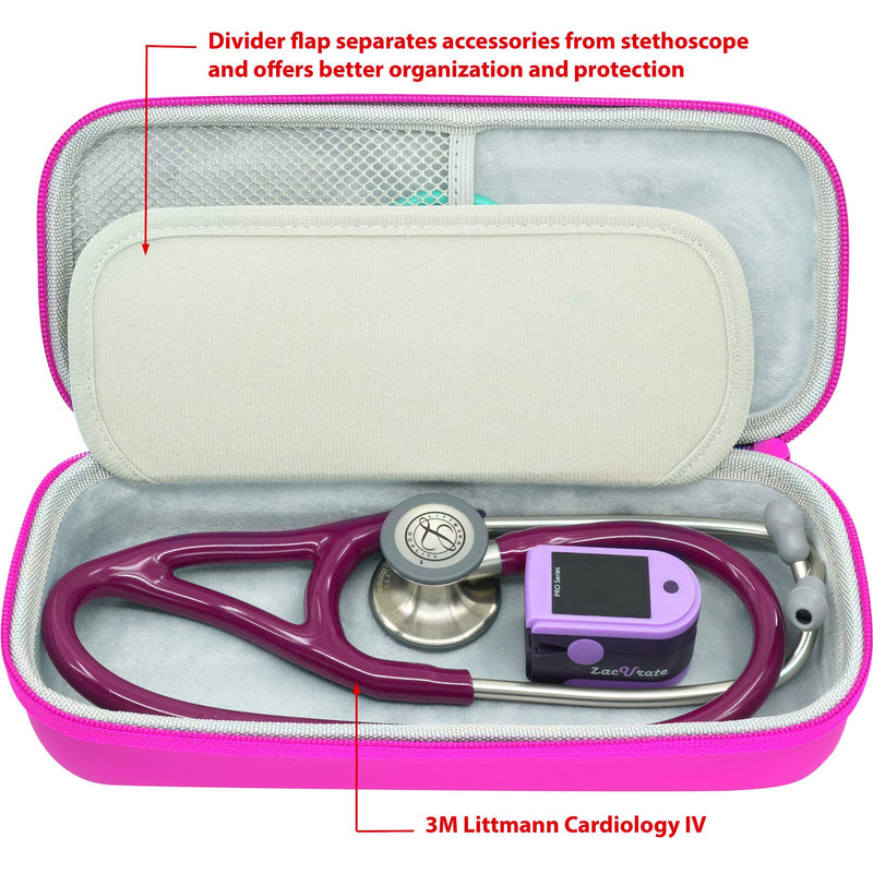 ButterFox Premium Stethoscope Case with Divider and ID Slot for 3M Littmann Classic III, Cardiology IV Diagnostic and More Stethoscopes with Pocket for Nurse Accessories (Hot Pink) Hot Pink