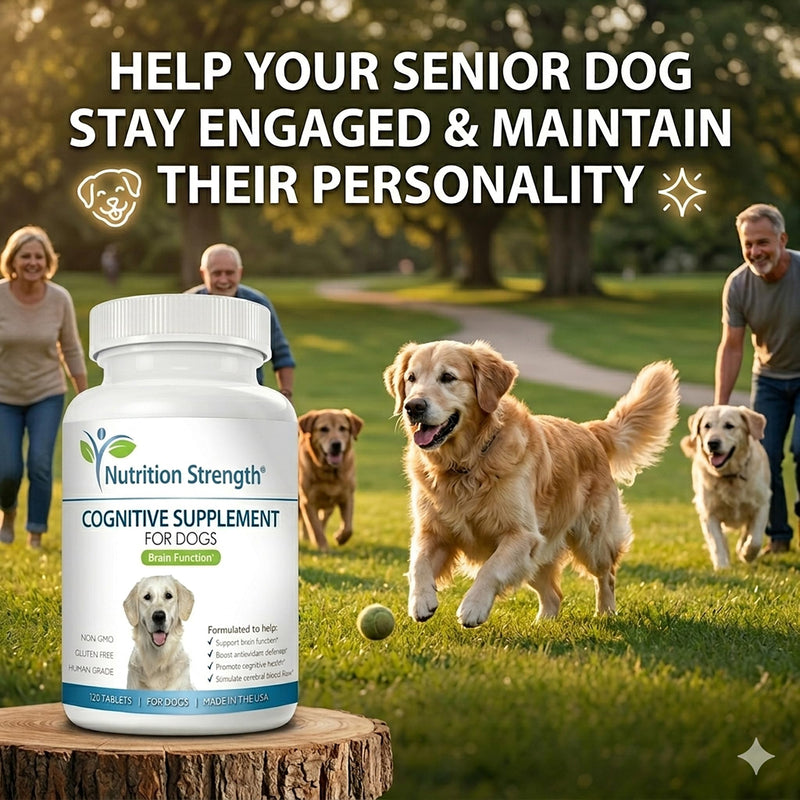 Cognitive Support for Dogs, Promotes Dog Brain Health, Mental Support Supplement for Cognitive Difficulties, 120 Chewable Tablets