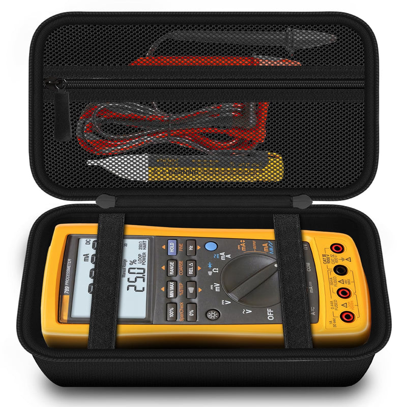 Carrying Case for Fluke 789/ 787B/ 787/287/ 289/1587 FC/ 87-V/ 87V Max/ 88V/ 15B+/ 17B+/ 1507/3000 FC Multimeter Testers and Accessories, Multimeter Storage Bag Organizer Box (Case Only) Black