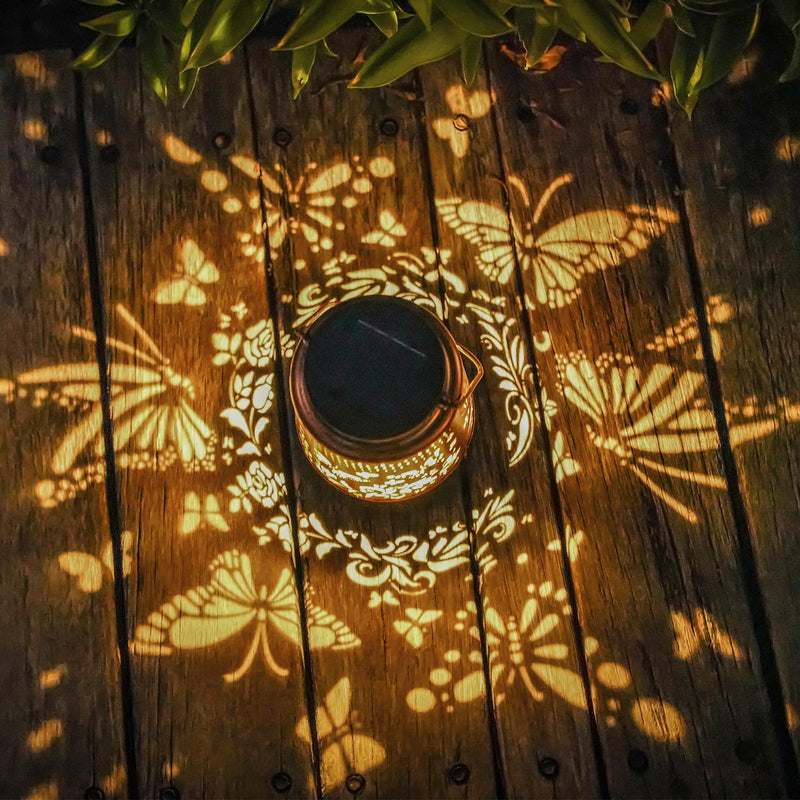 Solar Lanterns Outdoor Waterproof Butterfly Garden Decor Lantern Birthday Gifts for Women Mom Grandma, Hanging Solar Lights Metal Solar Decoration Outside for Yard, Patio, Backyard, Porch 1 Pack Butterfly