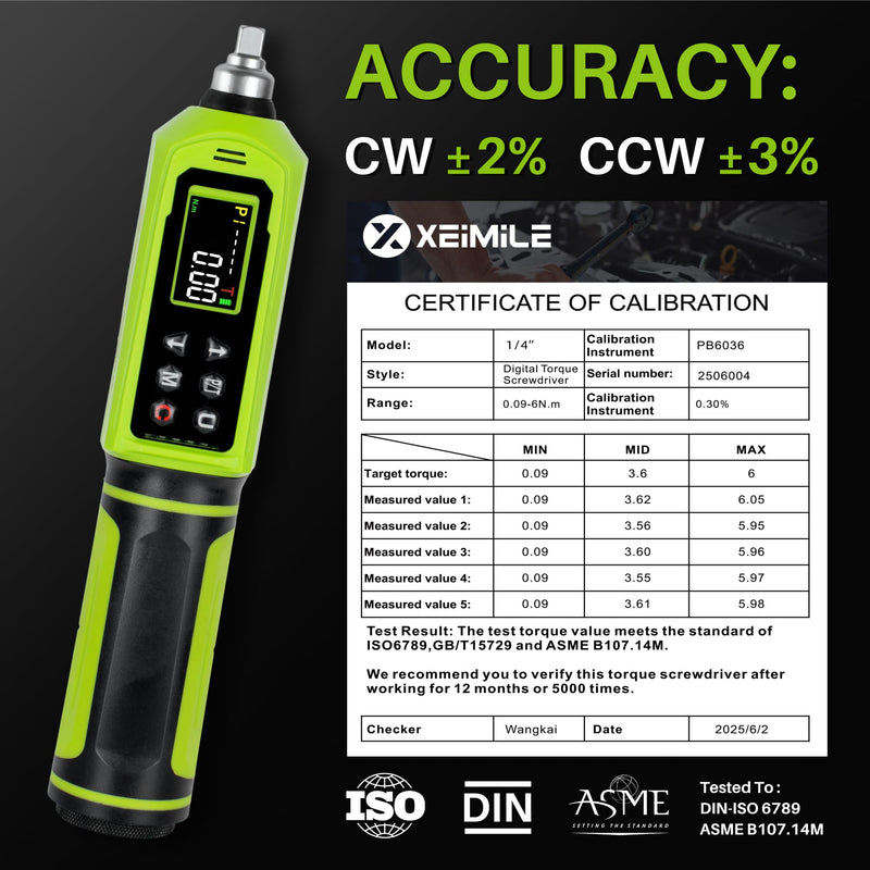 1/4" Drive Digital Torque Screwdriver, 0.09-6N.m for Gunsmithing | 0.8-53.1In.Lb Inch Pound Screwdriver Torque Wrench with ±2% Accuracy, Vibration Buzzer Indicator for Bike,Mounting,Electronic 0.8-53.1 In.Lb/0.09-6 N.m