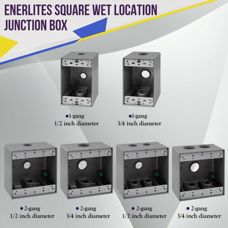 ENERLITES Weatherproof Outlet Box with Three 3/4-in Threaded Outlets, Outdoor Electrical Box, 3 Holes 0.75” Each, 1-Gang, 4.57” Height x 2.83” Length x 2.05” Depth, EN1375 0.75 Inch