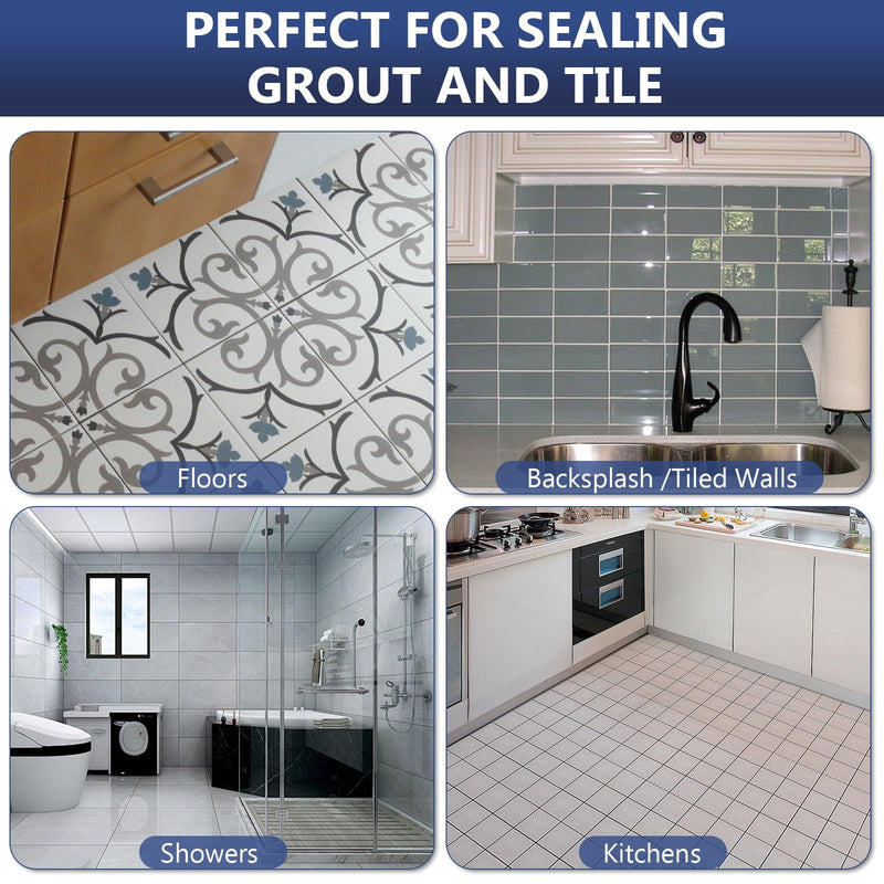 Grout Sealer,17.6 OZ Waterproof Grout Sealer for Shower, Floor, Kitchen - 100% Safe Tile Sealer Spray - Long Lasting Clear Grout Sealant for Stone, Bathroom, Marble - Indoor & Outdoor