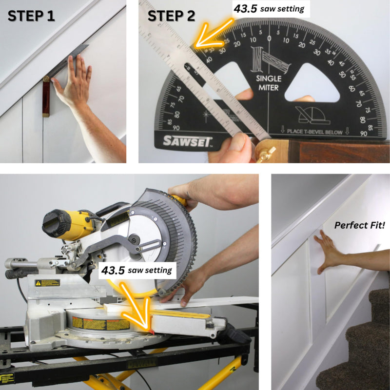 Miter Saw Protractor. 8 inch Aluminum Laser Etched Angle Finder Plus Ruler. No Math Ever! Large Scales Are The Key to Accuracy.