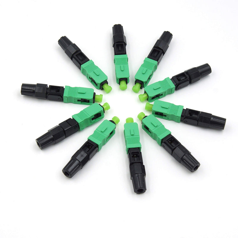 100pcs SC APC Fiber Optic Quick Connectors with Matched Tools Fiber Reusable Connectors Single Mode Mechanical Fast Connectors Adapter for FTTH CATV Network Instrument (APC 100pcs) APC 100pcs