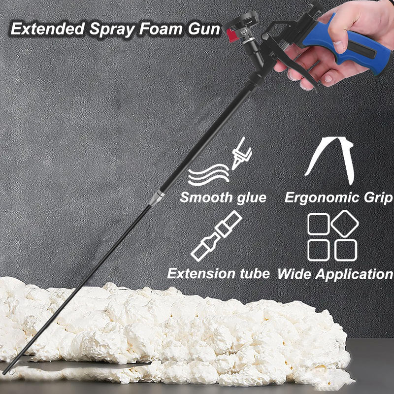 25inch Extended Spray Foam Insulation Gun,Professional Expanding Foam Gun,Dispensing Foam Gun Suitable for Caulking, Filling, Sealing(BLUE) Blue Extended Foam Gun