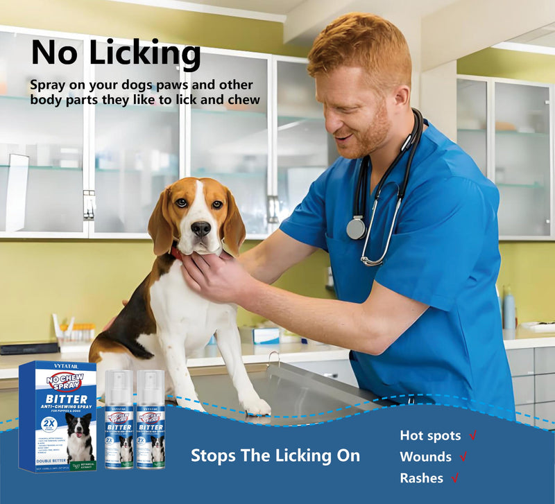 No Chew Spray for Dogs, No Chew Deterrent to Stop Chewing Furniture & Licking Hot Spots, Natural & Alcohol-Free, Indoor/Outdoor Use (2 X 3.38 fl oz)