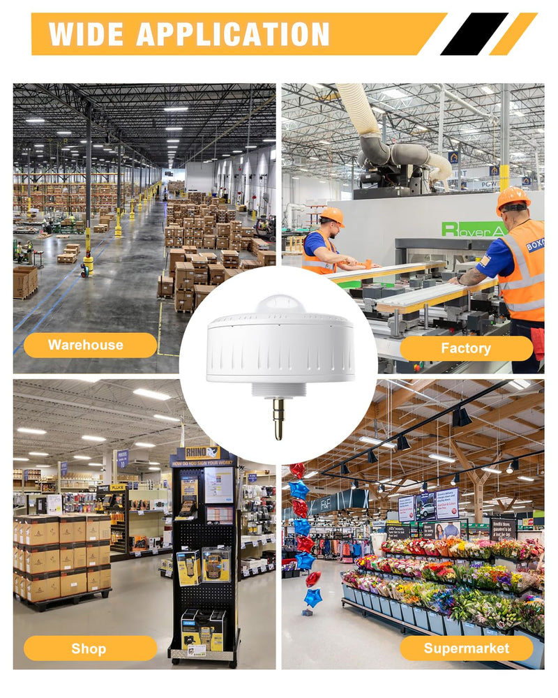 360 Degree PIR Occupancy Motion Sensor for LED Linear High Bay Light, 40FT Ceiling & 50FT Wall Mount Detection Diameter, Commercial/Industrial Grade, 1 Pack