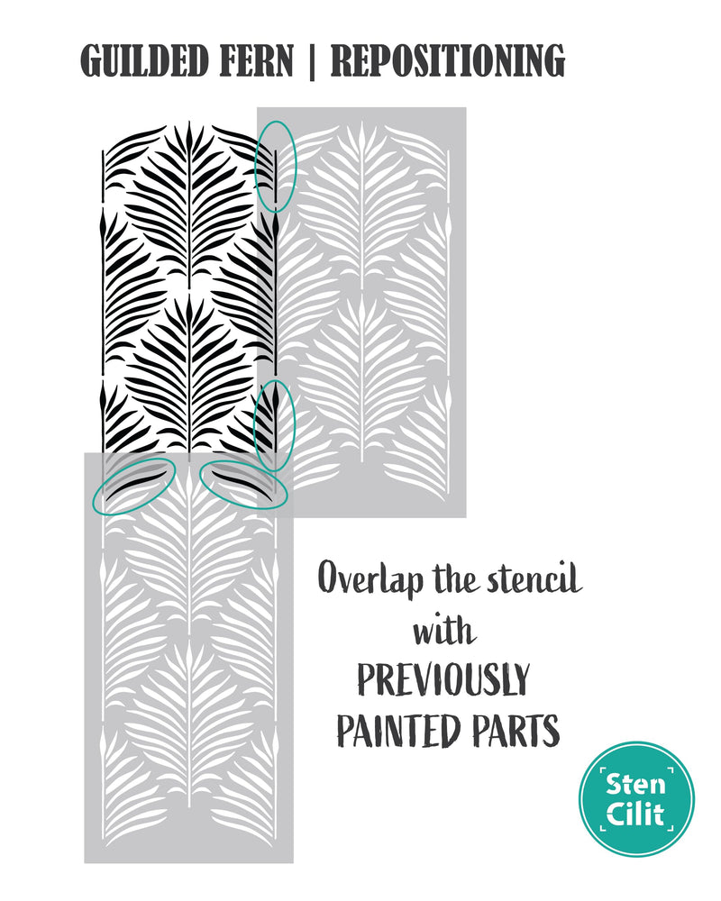 STENCILIT Gilded Fern Large Wall Stencil for Painting - 15.7x31in Stencil