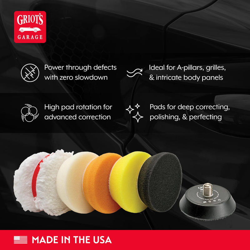 Griot's Garage BOSS 2" Orbital Conversion Kit for Car Polishing and Detailing, Compatible with G8 Mini Random Orbital, Includes Extension Backing Plate, Microfiber and Foam Buffing Pads 2" Conversion