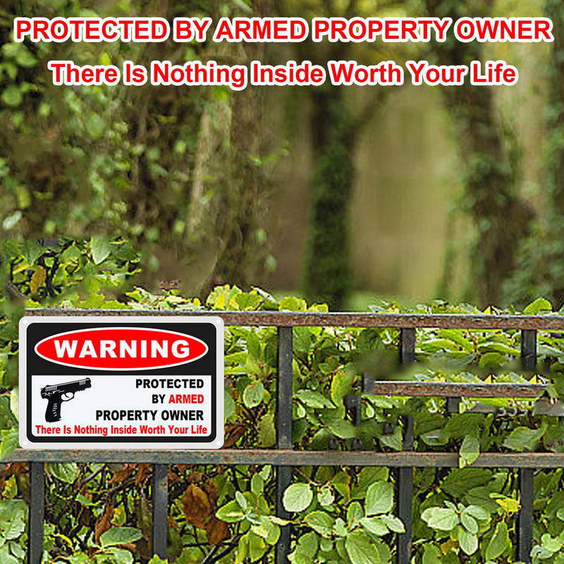 3Pack Gun Sign for Home Security 10x7 inch Warning Signs for Home Property Rust Aluminum Gun Warning Sign Weatherproof and UV Protected