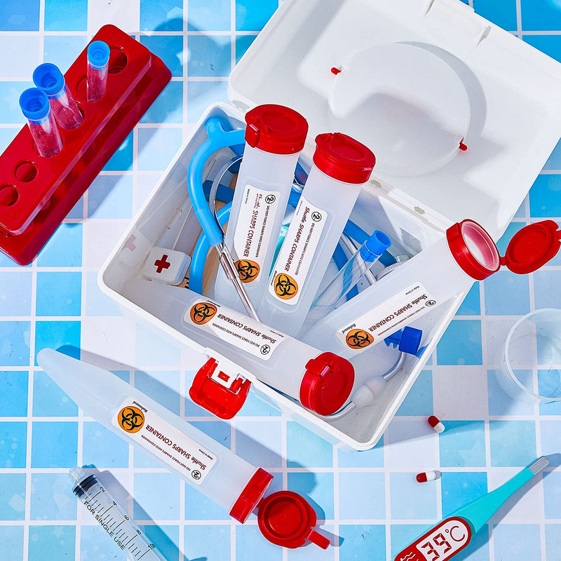 Fabbay 24 Pcs Travel Sharps Container Disposal Transportable Sharps with Locking Mechanism Needle Disposal Containers Small Sharps Container Single Use Transportable Container, 6.5 x 1.38 Inches