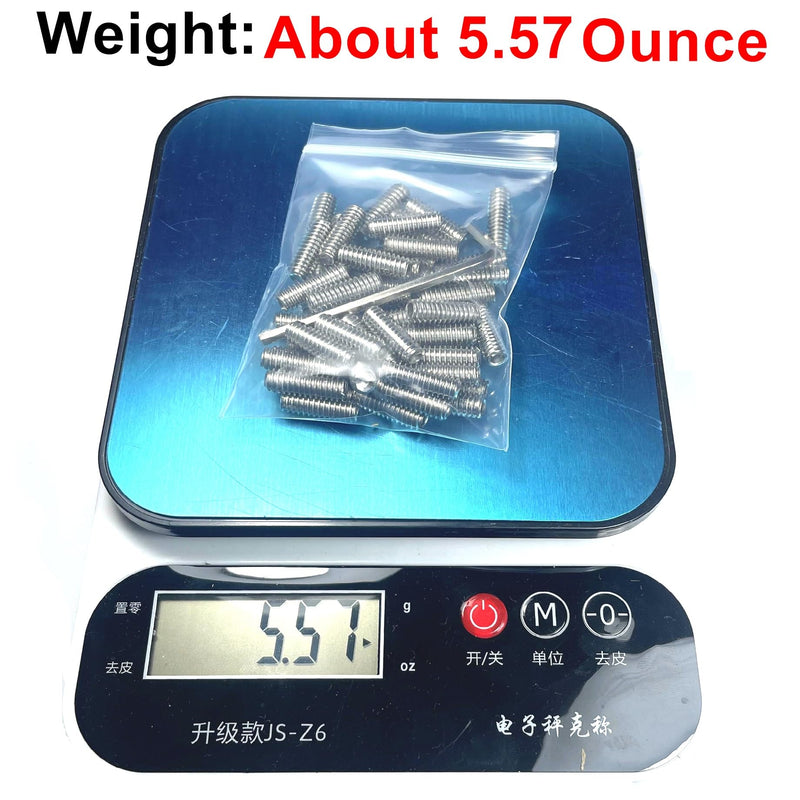 50pcs Set Screws 1/4-20 x 3/4" inch 304 Stainless Steel Allen Head Hex Hexagon Socket Set Screws with 1/8" Allen Wrench,Set Grub Screws Hex Allen Head Socket Set Screws.(3/4" Length)