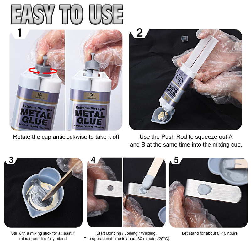 Metal Glue - 3.4oz 2 Part Metal Repair Glue, Heavy Duty Weld Metal to Metal Epoxy Glue for Metal, Plastic, Steel, Ceramics - Waterproof All Purpose Epoxy Adhesive for Welding Aluminum, Tiles, Sealing