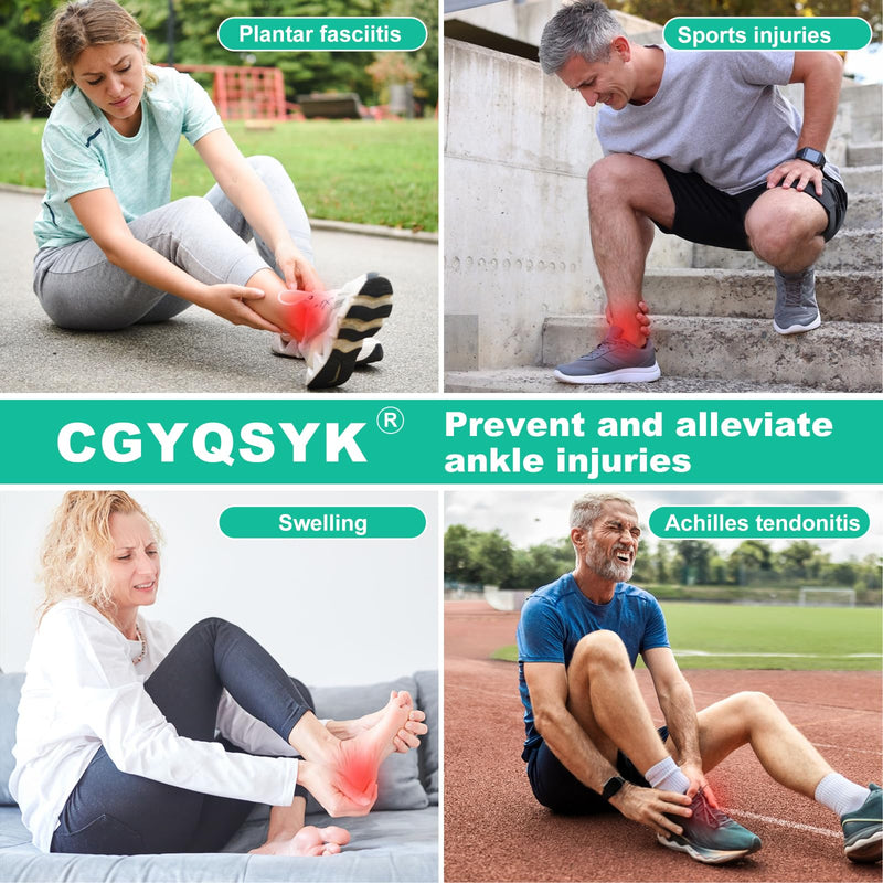 Ankle Brace, Ankle Support for Women & Men, Ankle Compression Sleeve Ankle Wrap w/Ankle Strap for Relief Sprained Ankle, Fasciitis, Achilles Tendon, Injured Foot, Recovery, Sport, Running (Large, Black, 1) Large