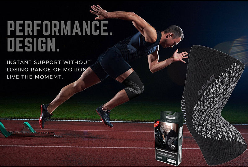 Physix Gear Knee Compression Sleeve for Men & Women - Best Compression Knee Brace for Walking, Running, Gym, Basketball, Weightlifting,Workout, Sports - Knee sleeves Support Compression & Stability M Black/Grey