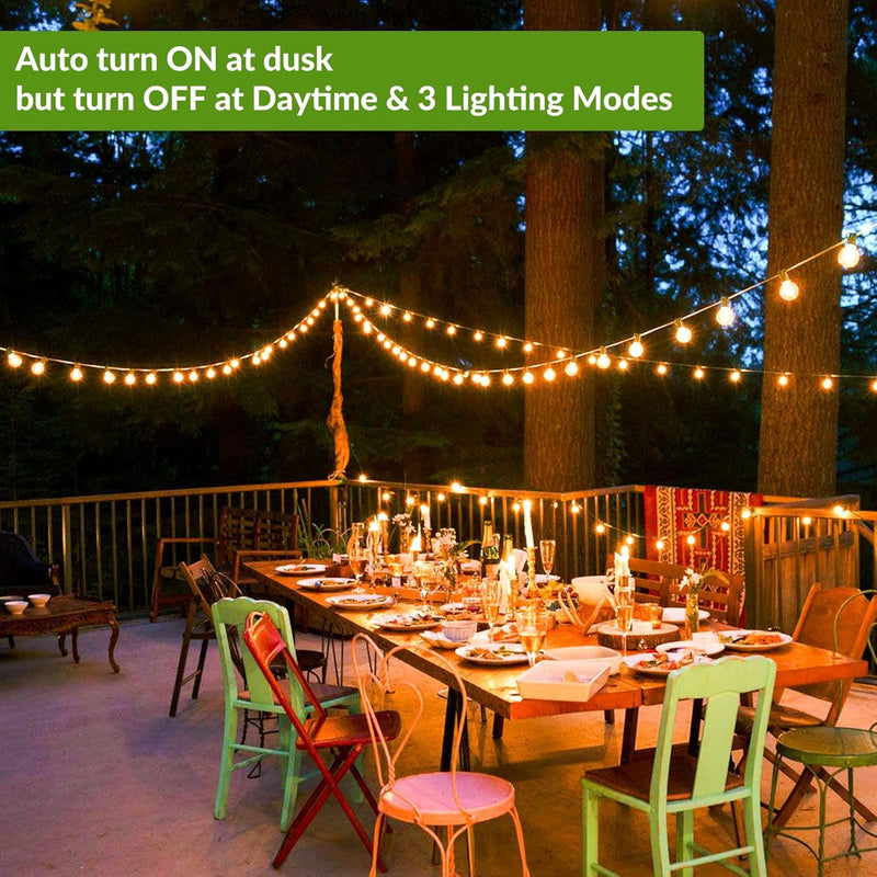 Lakumu 100FT G40 Solar String Lights Outdoor Waterproof, Globe Outdoor String Lights with 36+1 LED Shatterproof Bulbs, 2700K Patio Lights Solar Powered Hanging Lights for Outside Camping Backyard 100FT-36T