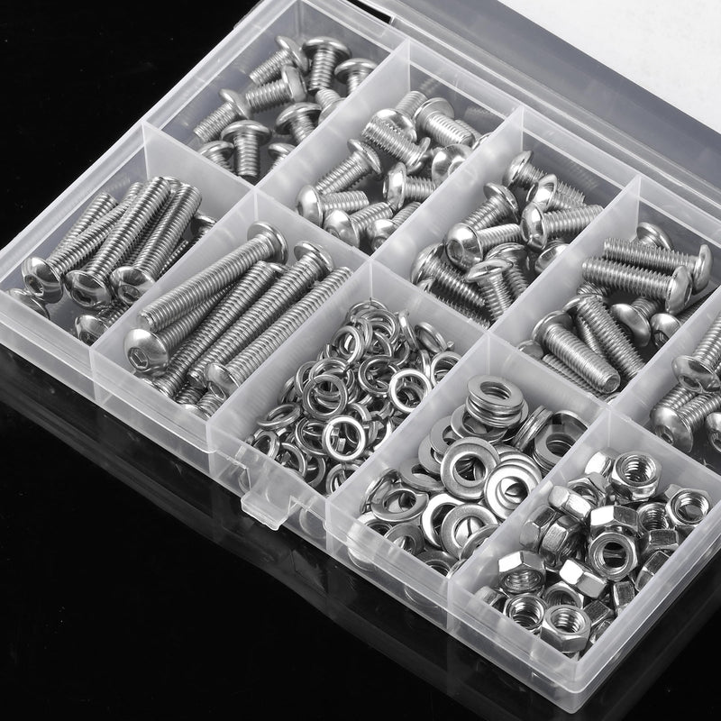 Mr. Pen- Nuts and Bolts Assortment Kit, 228 pcs, Stainless Steel, M5 Screws (7 Sizes 8-30mm)Button Head Socket Cap Screws Assorted Nuts and Bolts Nut Bolt and Washer Assortment Bolt and Nut Assortment