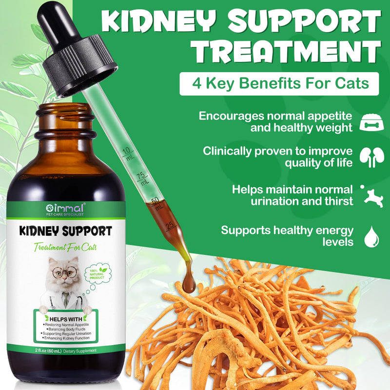Kidney Support for Cats, Cat Kidney Treatment Support Cat Urinate Regularly, Strengthen Kidney Function,Increase Immunity, Herbal Supplement Supports Healthy Kidney Function- 60ml/2fl.oz 1PCS