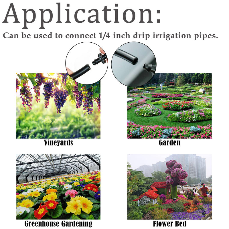 340PCS 1/4" Drip Irrigation Kit Barbed Connectors, Straight Barb, Tee, Single Barb, End Plug, Elbow, 4 Way Coupling Irrigation Fittings for Garden Lawn Flower Pot 340pcs