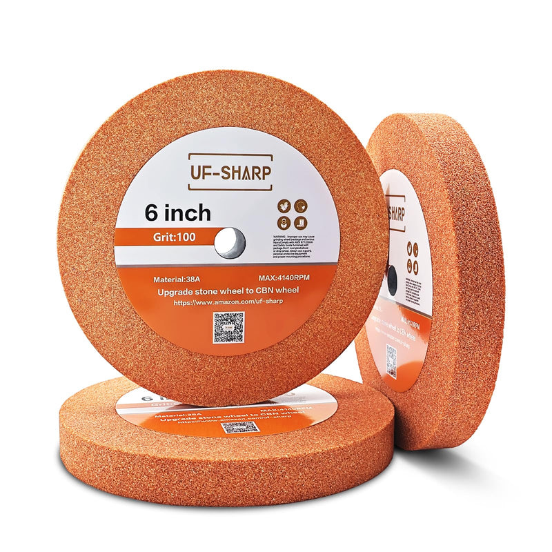 6 inch Bench Grinder Wheels, 1" Wide, 1/2" Arbor, 60 Grit Aluminum Oxide Grinding Wheel for HSS and Carbon Steel Tools (60 Grit)