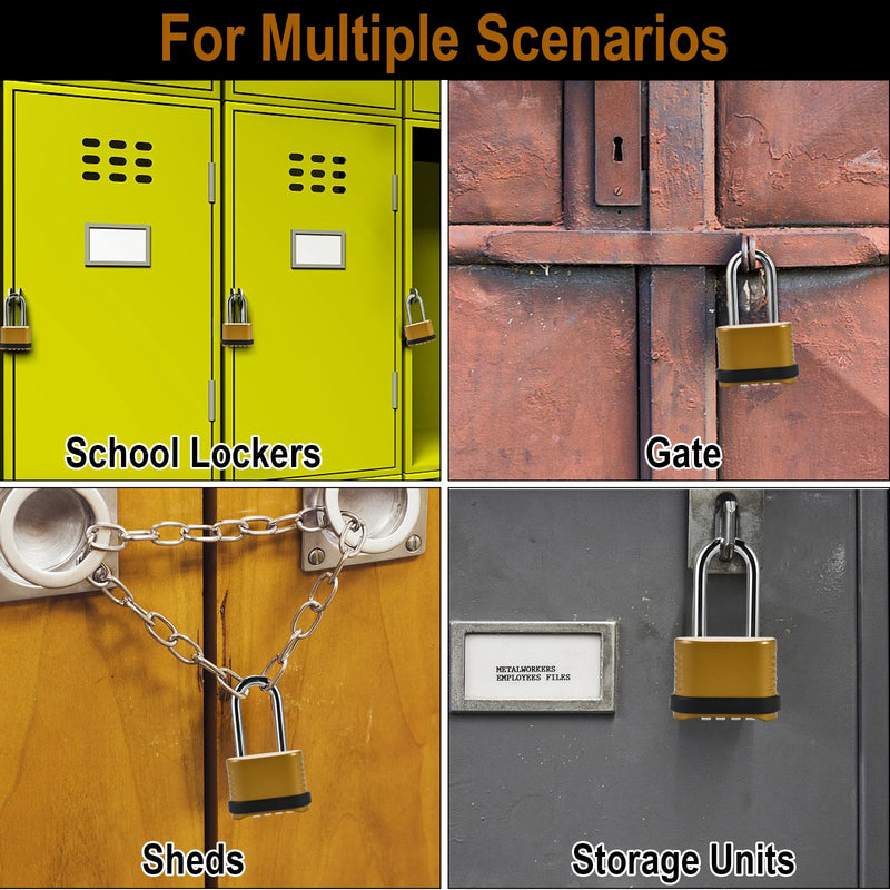4 Digit Heavy Duty Combination Lock - 105mm Long Shackle Weatherproof Combination Padlock, Outdoor Combo Lock for Storage Units, Gym Lockers, Fence Gates & Shed Doors - Golden (2pcs, Long Shackle) 2pcs Long Shackle