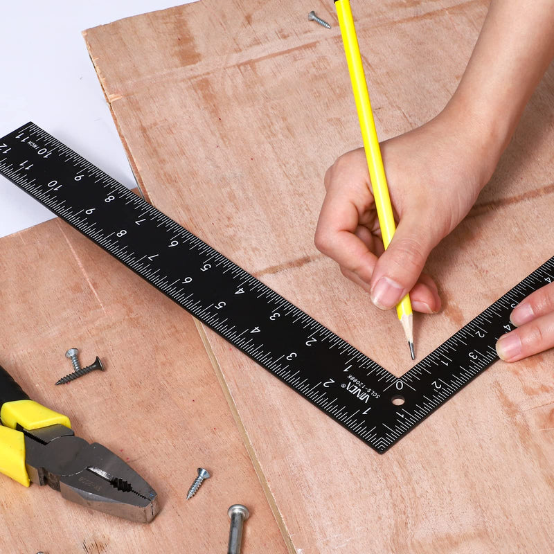 VINCA Carpenter Framing L Shape Square, SCLS-1208BK 8 inch x 12 inch, Steel Black Finished