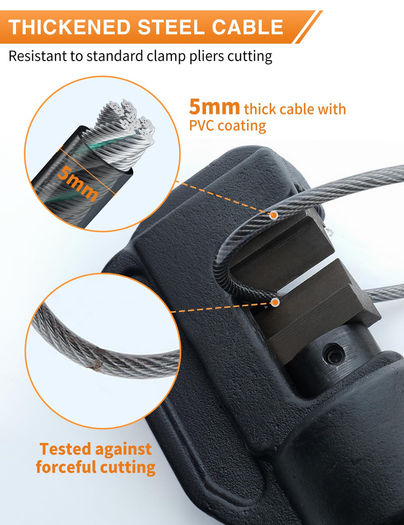 Portable Cable Lock, Small Combination Rope Lock, with 3 Replaceable Steel Ropes (9’’ / 23.6’’ / 47.2’’), Wire Lock for Cabinet, Bike, Luggage, Gate, Door, Fence, (Gun-Grey, 1 Pack) Gun-grey