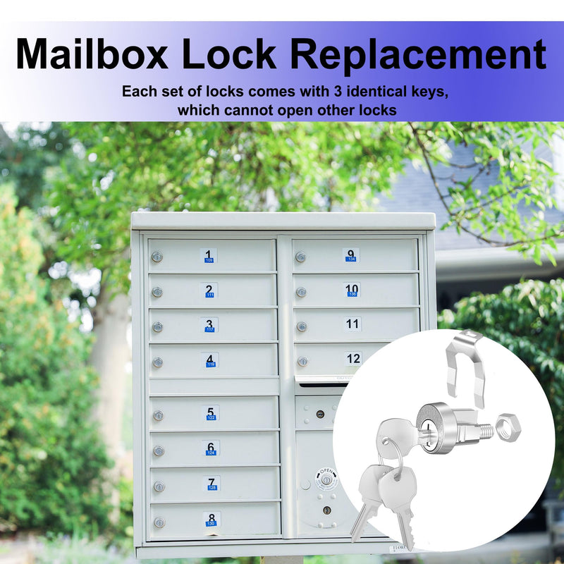 3 Pack Mailbox Locks with Keys Replacement, Mailbox Lock Replacement for L-1172C Mail Box Lock and Key, Nickel Finish 3 Pack Keys Different Silver