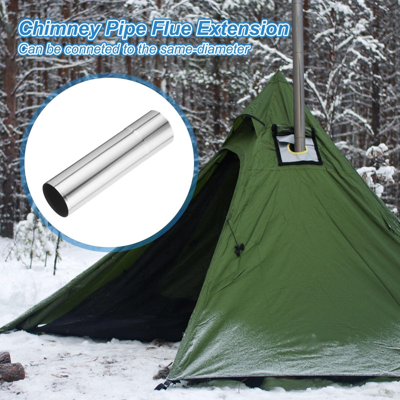 PATIKIL 8x19cm Stove Pipe, 4Pcs Stainless Steel Thickened Lengthen Straight Tent Stove Chimney Pipe Flue Extension for Camping Stove Vent Water Heater Smoke Exhaust 4 8x20cm
