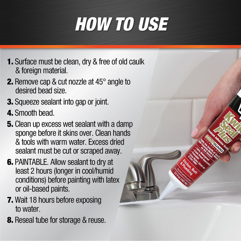 Dap 18539 Kwik Seal Plus Kitchen and Bath All-Purpose Adhesive Caulk Bisque, 5.5-Ounce