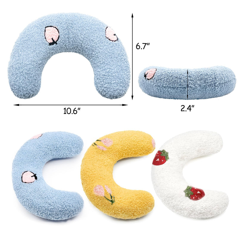 ucho Pillow for Cats, Soft Fluffy Cat Neck Pillow for Cat Bed, U-Shaped Pillow for Pet, Pet Calming Toy Half Donut Cuddler for Joint Relief Sleeping Improve Machine Washable- Blue
