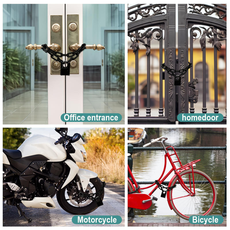 Heavy Duty Combination Lock with Chain,47 inch Long,8mm Thick ，Safety Chain Locks with Code,Padlock with Chain for Motorcycles, Bicycle, Door, Gate, Fence,Warehouses, Garage(Lock and Chain) 1 Lock and Chain