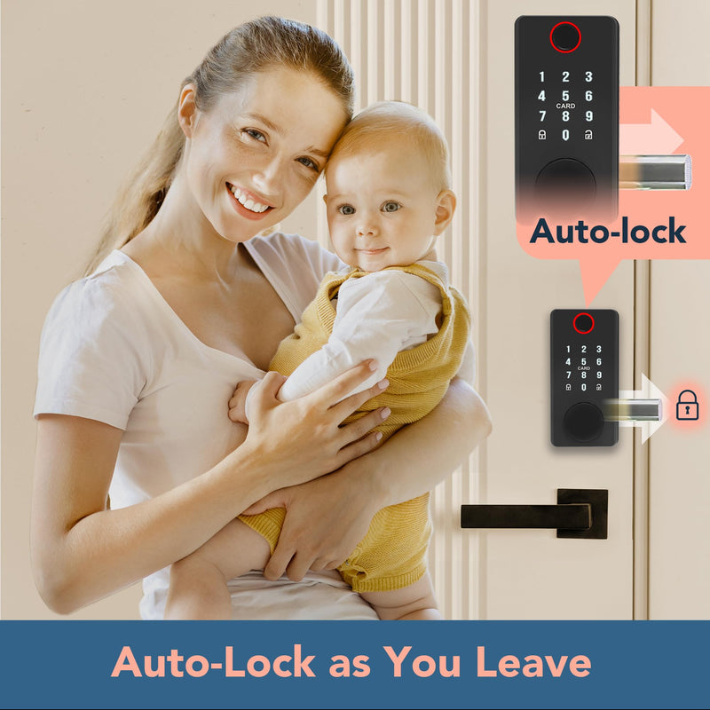 Keyless Entry Door Lock with Keypad - Fingerprint Door Lock - Electronic Keypad Smart Deadbolt Lock - Smart Digital Code -Auto Lock