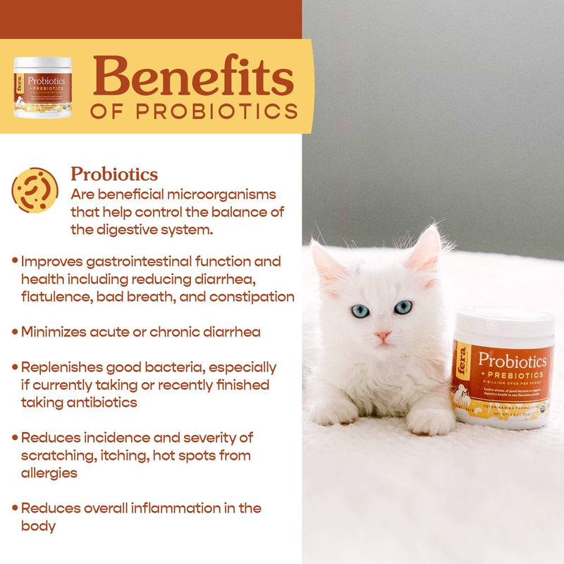 FERA Probiotics for Dogs and Cats - USDA Organic Certified - Advanced Max-Strength Vet Formulated - All Natural Probiotics Powder - Made in The USA - 5 Billion CFUs Per Scoop (Packaging May Vary) - PawsPlanet Australia