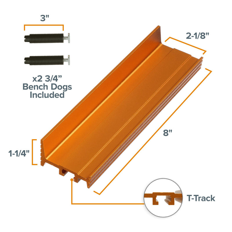 BORA 8-Inch Fence Workbench Stop with with Quick-Adjust Pegs - Versatile 3/4 Bench Dog Hole Clamp Stop System for Woodworking Projects - Planing Stop Works with Bench Dog Clamps for Workbench