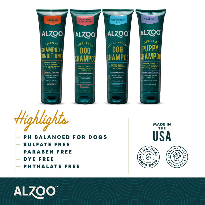 Anti-Itch Shampoo for Dogs, Specially Formulated for Dogs with Dry, Itchy Skin, 100% Plant-Based Active Ingredients, Palmarosa Fragrance, Made in USA, 8 Fl. Oz. 8 Fl Oz (Pack of 1) Anti-Itch Shampoo - PawsPlanet Australia