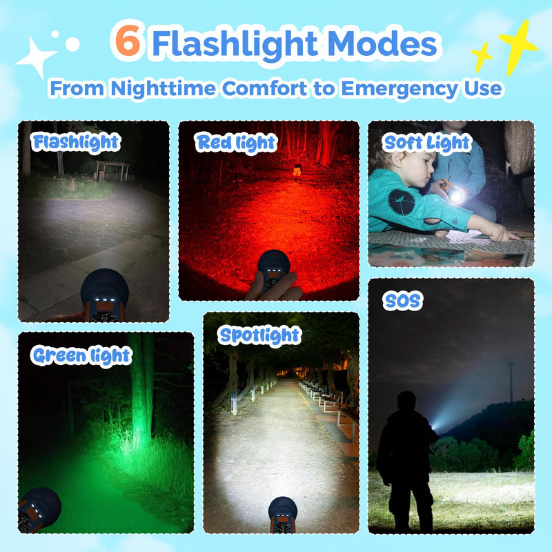 ETENWOLF L1 Rechargeable Flashlight for Kids(2-Pack),LED Flashlight with Fun DIY Stickers, 6 Light Modes, Adjustable Brightness, 1500mAh, IPX5 Waterproof Flashlight for Camping, Home & Emergency 2