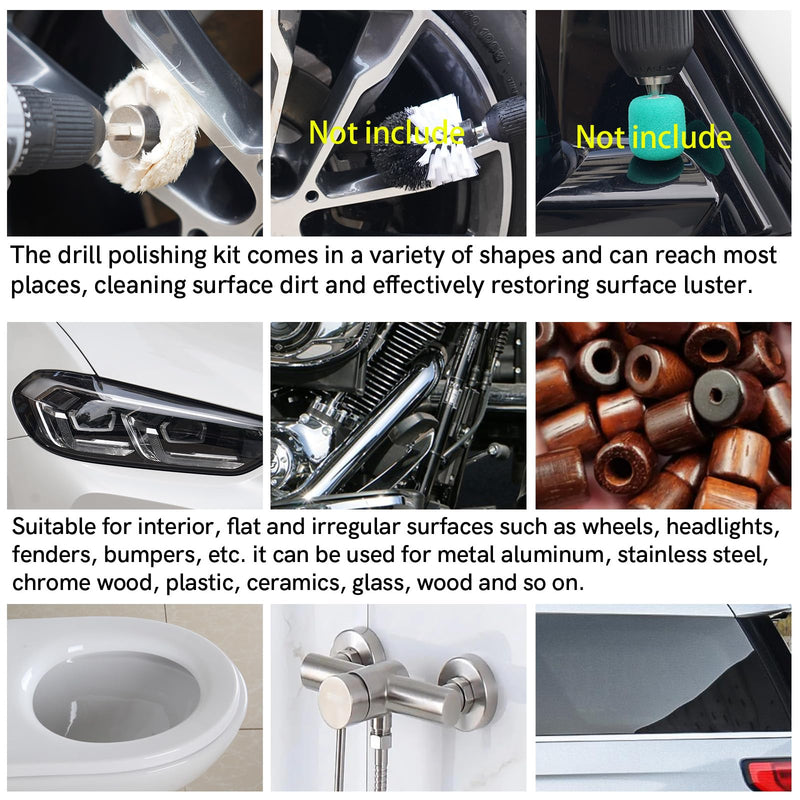 Aluminum Wheel Polishing Kit for Drill Buffing Wheel for Car Motorcycle Wheel Rim Manifold Polishing for Stainless Steel Chrome Wood Plastic Ceramic Glass Woods Machine Jewelry etc 6PCS