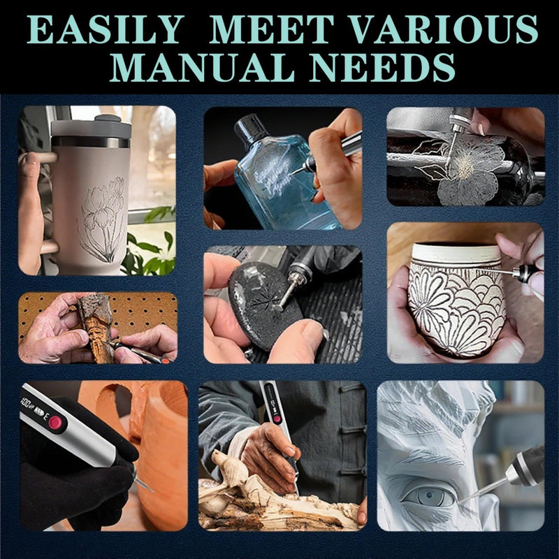 Engraving Pen, Cordless Electric Engraving 3-Speed Engraver (8000-25000 RPM) for Beginner Friendly Artists & DIYers Rechargeable +Tool with 35 Accessories for Metal/Glass/Wood Engraving Silver