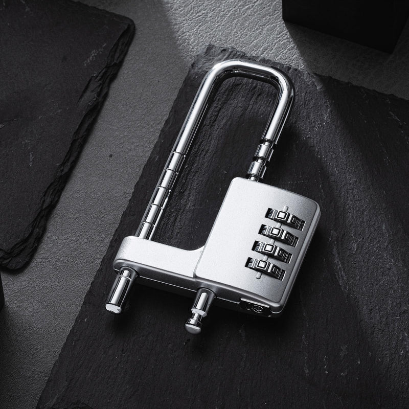 Gisafai 4 Pcs 4 Digit Combination Cabinet Lock U Shaped Code Gym Adjustable Padlock Metal Long Shackle Lock for Outdoor College Fences Sports Lockers Gym