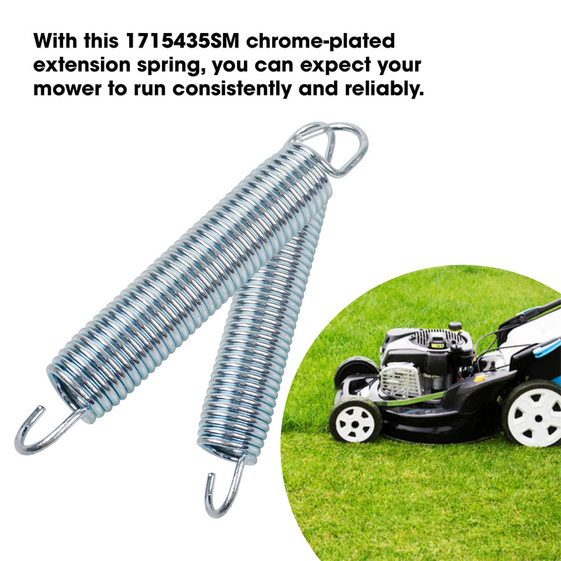 1715435SM Chrome Plated Extension Spring for Simpli-licity Mowers Customized. Extension - 1.00 Meets Specific Duty Conditions, #1666786 Chrome Plated for Durable wear Resistance 2 pcs.